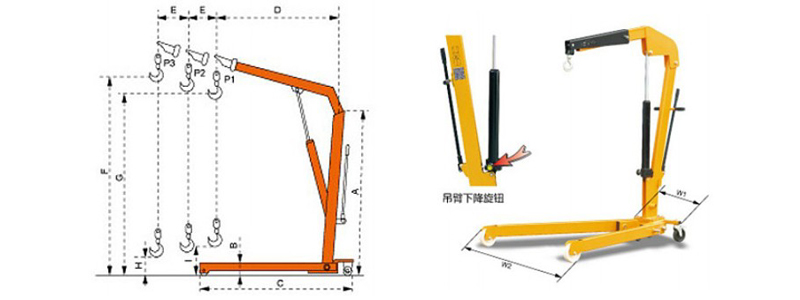 折疊式液壓小吊車(chē)尺寸圖